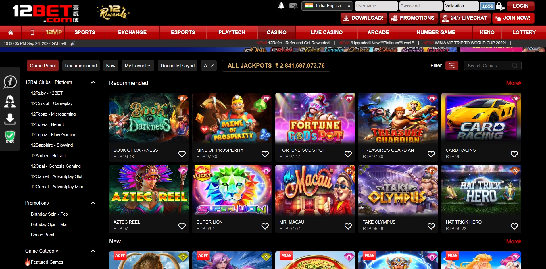 12bet casino games